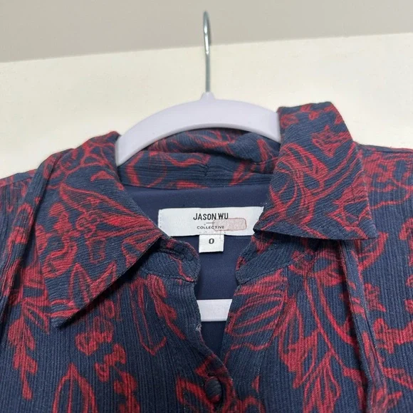 Jason Wu Navy and Red Floral Dress - Picture 7 of 10